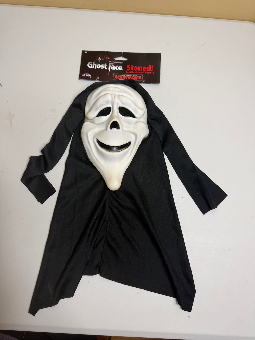 NWT Ghost Face Stoned Mask Fun World Scary Movie Parody Halloween Hood